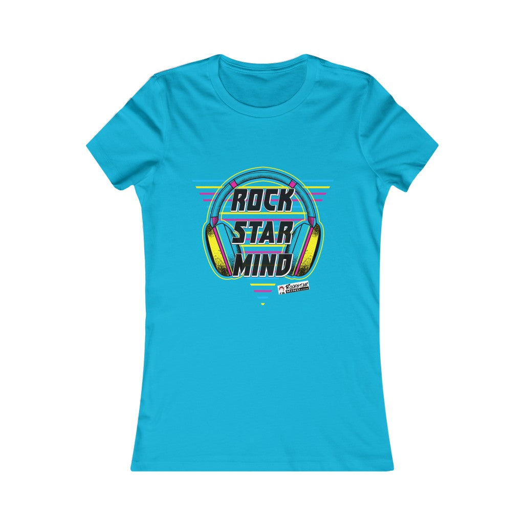 Rockstar Mind Neon Headphones Ladies Tee