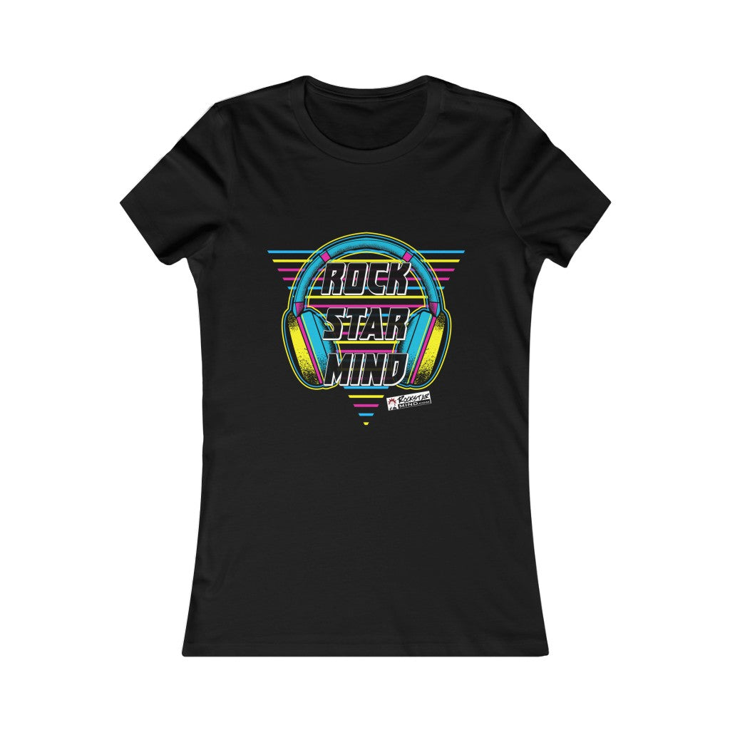 Rockstar Mind Neon Headphones Ladies Tee