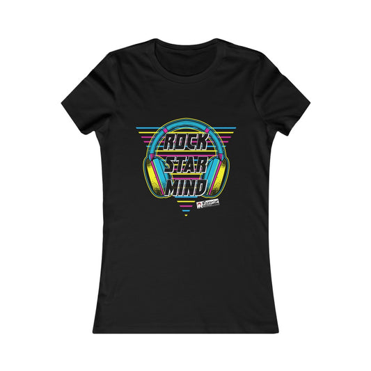 Rockstar Mind Neon Headphones Ladies Tee