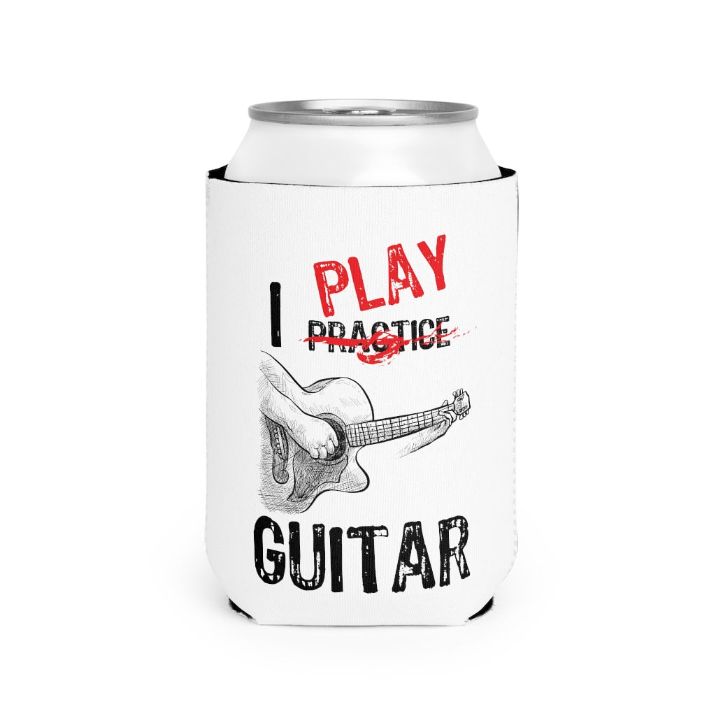 I PLAY Guitar - can cooler sleeve (aka "koozie") (White)