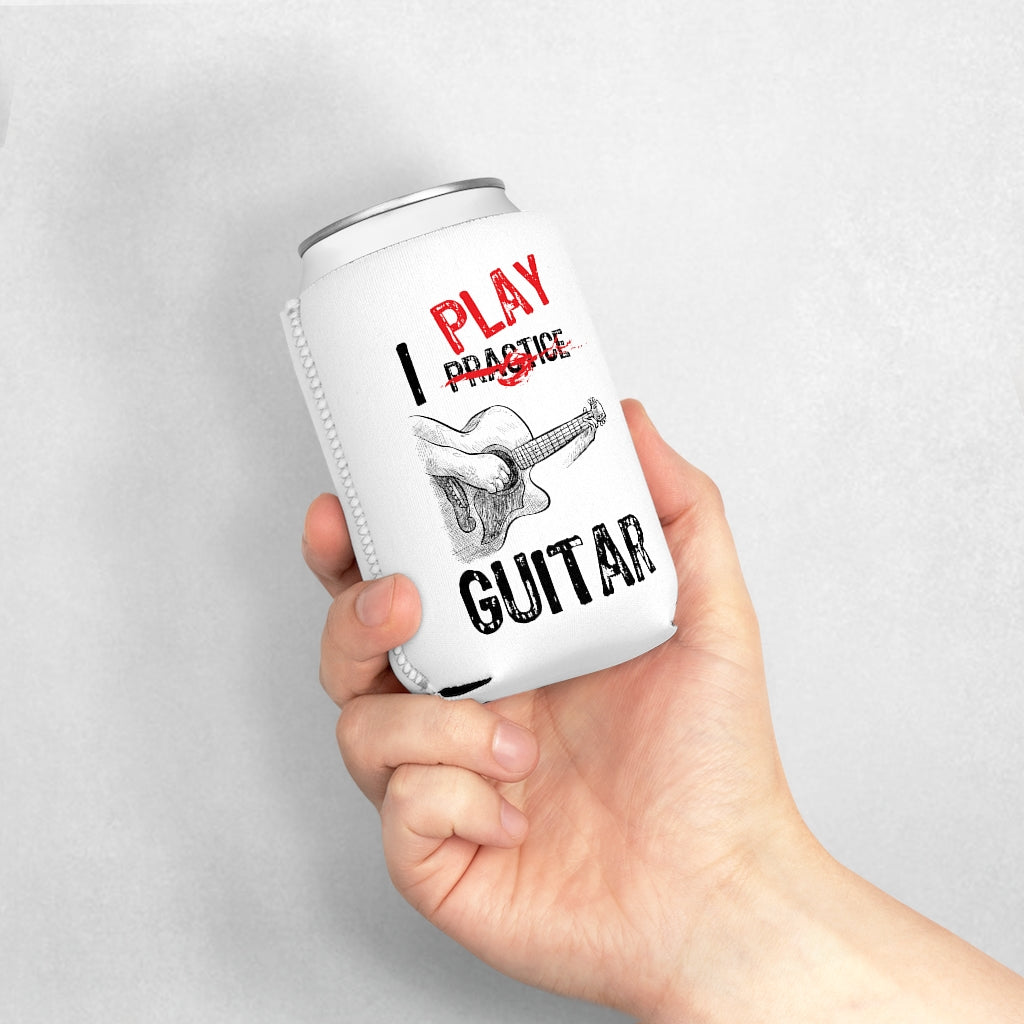 I PLAY Guitar - can cooler sleeve (aka "koozie") (White)